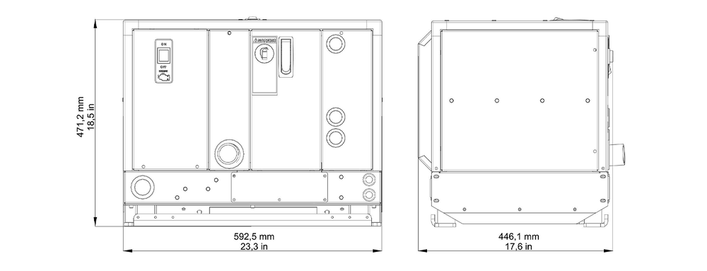 MASE GENERATORS - INTERCOOLER IS 4.06i - 4 KW - 60Hz - 3600 RPM IS-4-06i - DIMENSIONS